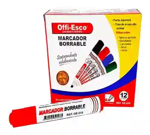 Marcador Borrable Rojo Offi Esco Oe-510