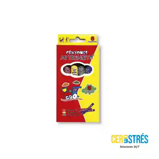 Crayola X 6 Escolar Delagada Creyon Mi Trensito