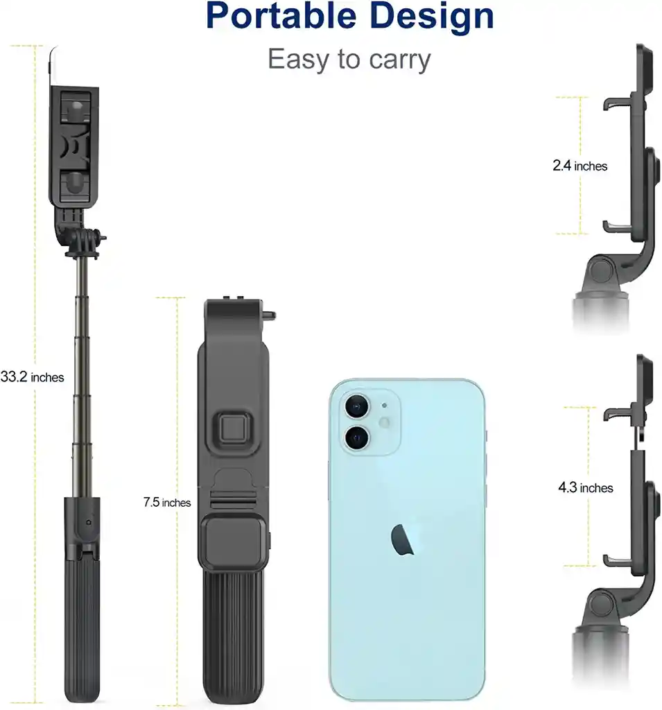 Palo Selfie Tripode Control Bluetooth Aluminio Iphone Gopro