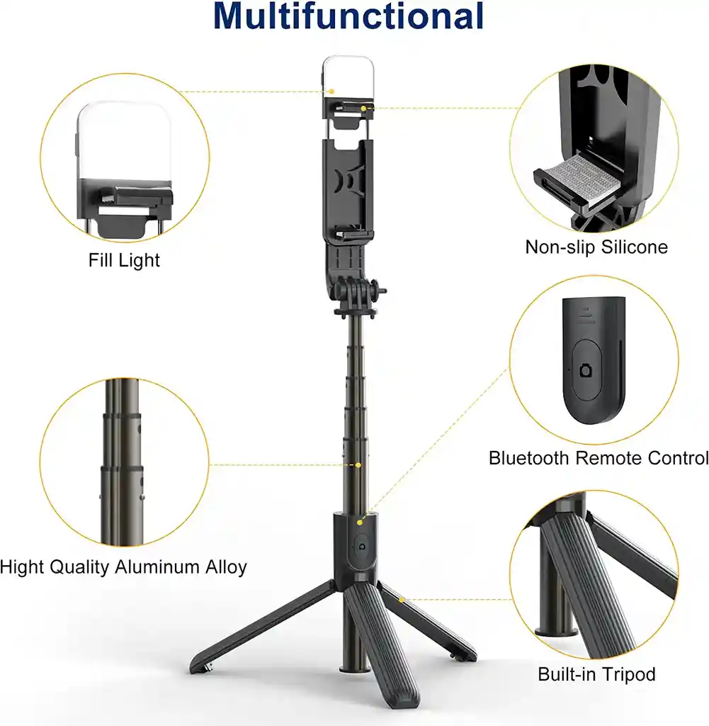 Palo Selfie Tripode Control Bluetooth Aluminio Iphone Gopro