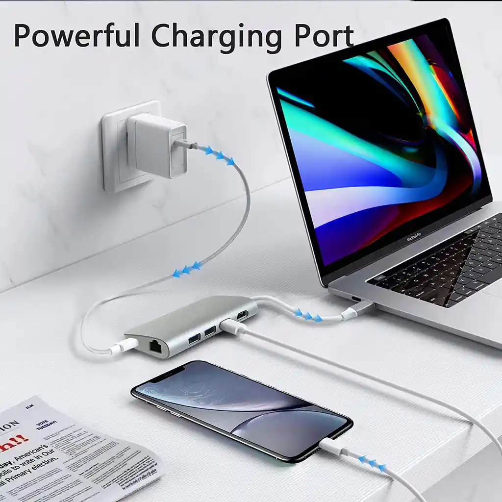 Adaptador Tipo C Ethernet Rj45 Hdmi Micro Sd Hub Usb-c Mac