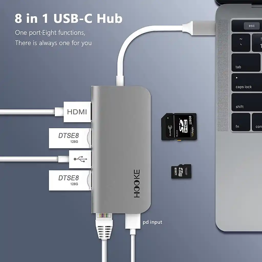 Adaptador Tipo C Ethernet Rj45 Hdmi Micro Sd Hub Usb-c Mac