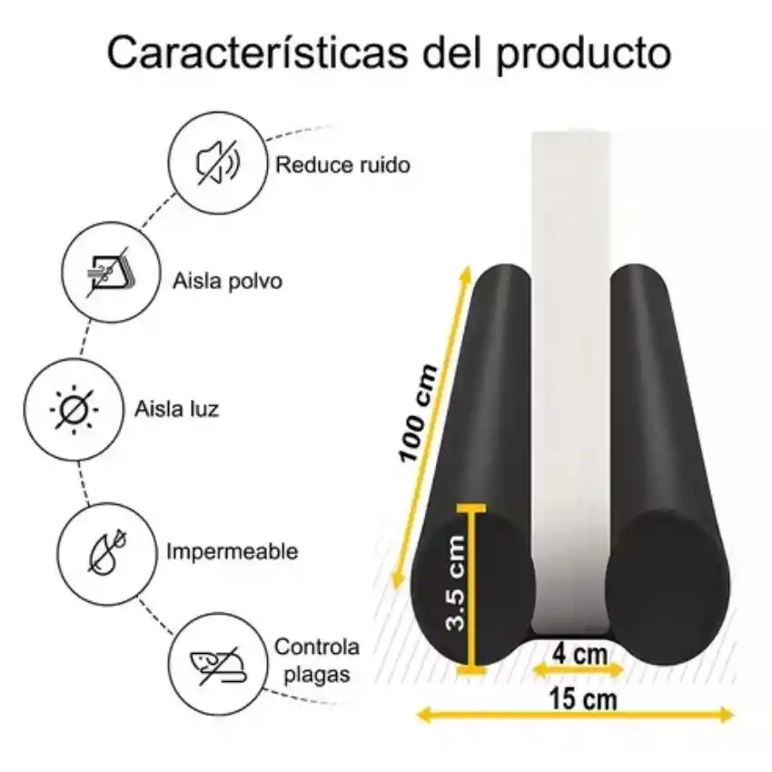 Tapon Puerta Burlete Polvo Sello Protecto Insecto Ruido Olor Color Blanco