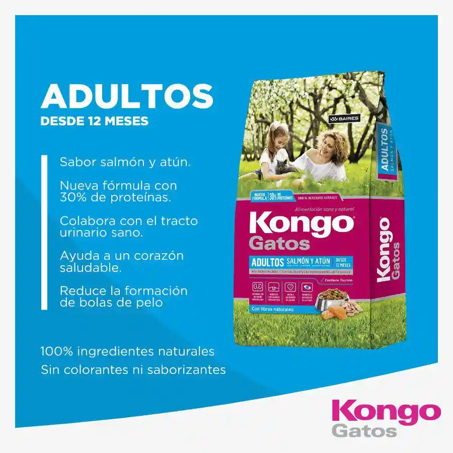 Alimento Para Gatos Kongo Adulto Salmon Y Atun Bolsa 1 Kg