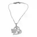 Juego De Aretes Y Collar En Acero Diseño Corazón Mariposa