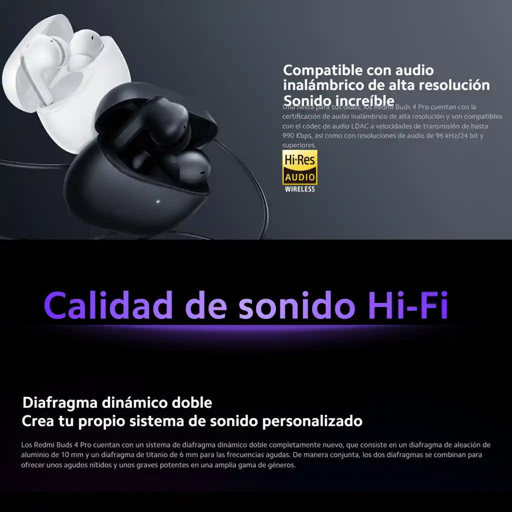 Xiaomi Redmi Buds 4 Pro, Aurículares Bluetooth 5.3 Hi-fi Anc