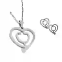 Juego De Aretes Y Collar En Acero Diseño Estetoscopio