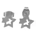 Juego De Arete Y Collar En Acero Diseño Dos Estrellas