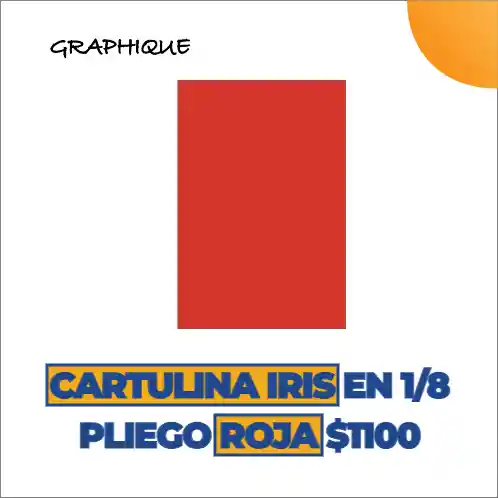 Cartulina Iris En 1/8 Roja