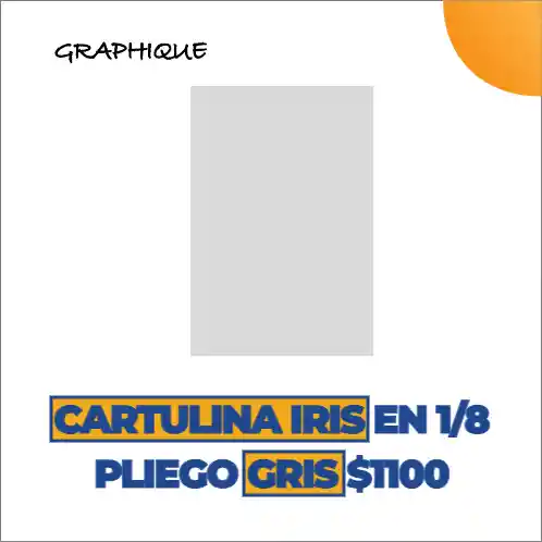 Cartulina Iris En 1/8 Gris