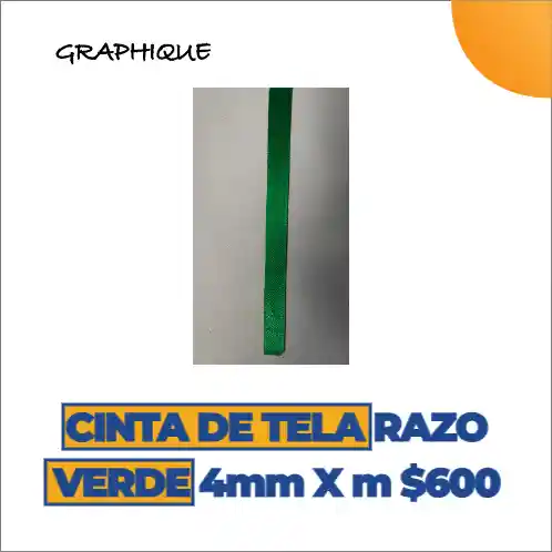 Cinta De Tela Razo Verde 4mm X M