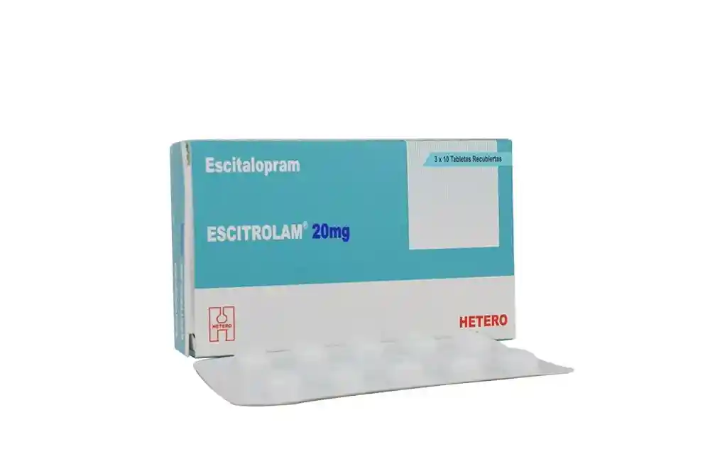 Escitrolam 20mg Escitalopram Caja Con 30 Tabletas