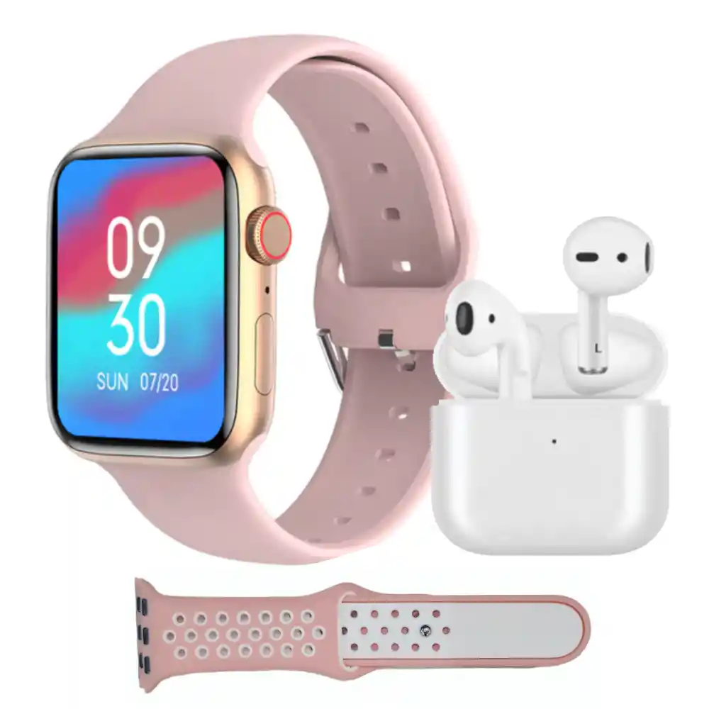 Smart Watch Series I7 Pro Max 45mm + Auriculares Bt + Correa - Rosa