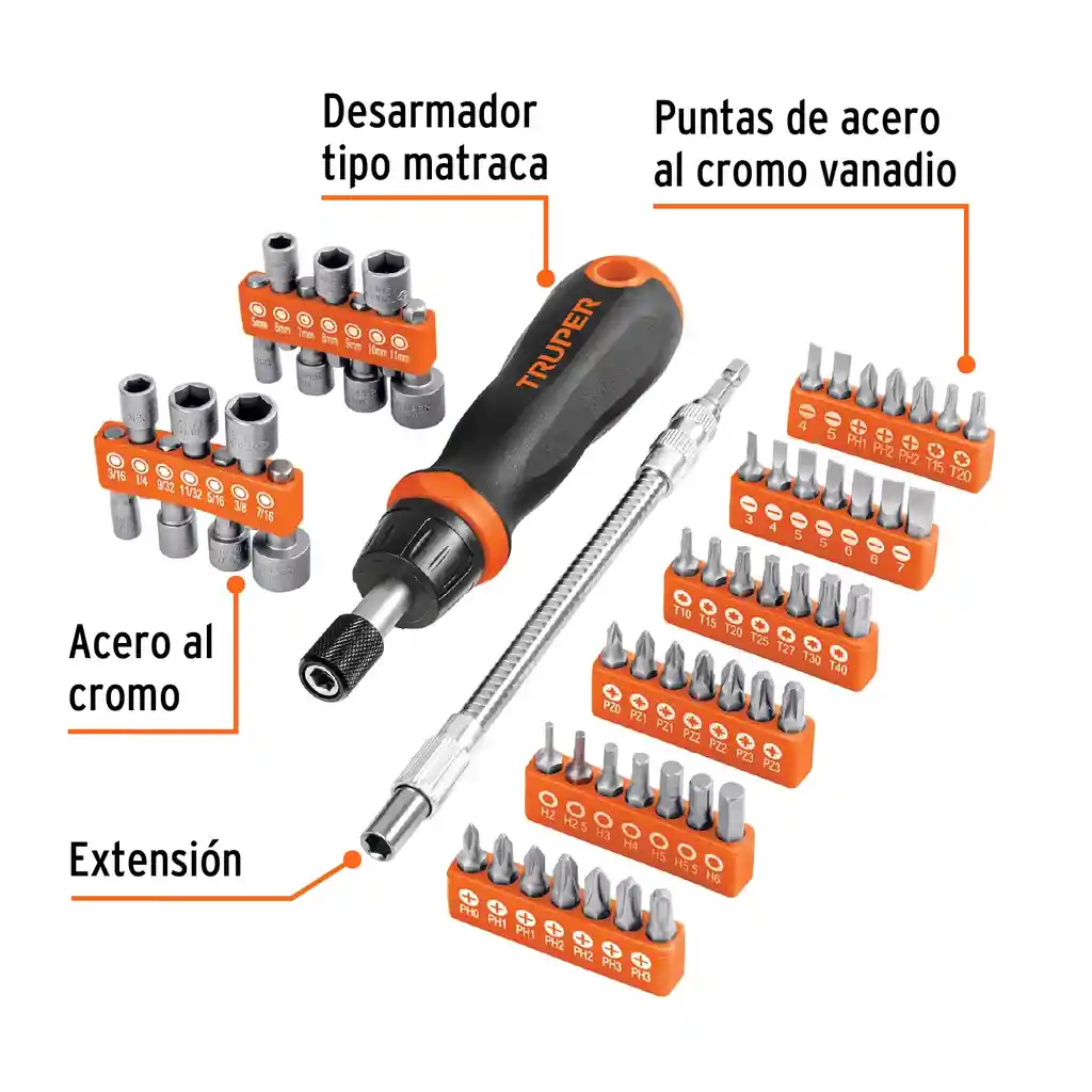 Juego De Desarmador Tipo Matraca, 58 Piezas