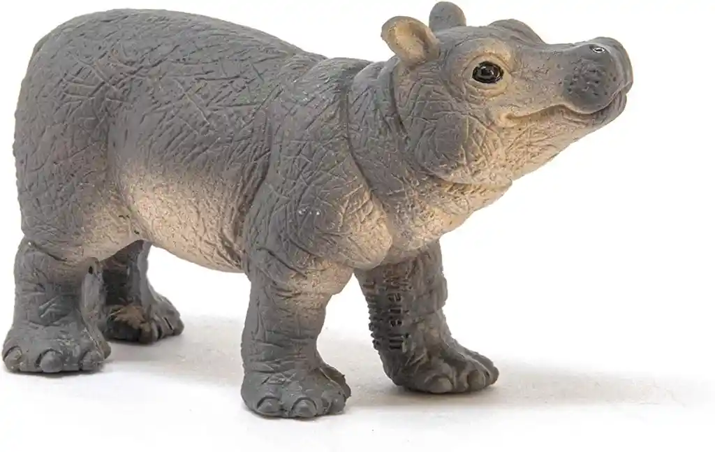 Figura De Animales Hipopótamo Bebe Colección Pintado A Mano