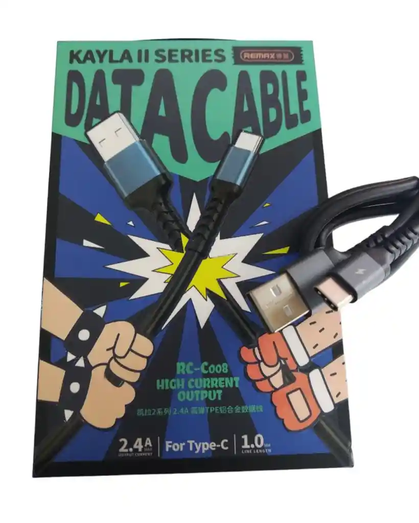 Cable Usb Remax Rc-c008 Kayla Ii Tipo C Negro