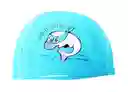 Gorro De Natación De Niños Niñas Poliester Tela Siliconada Delfin - Celeste