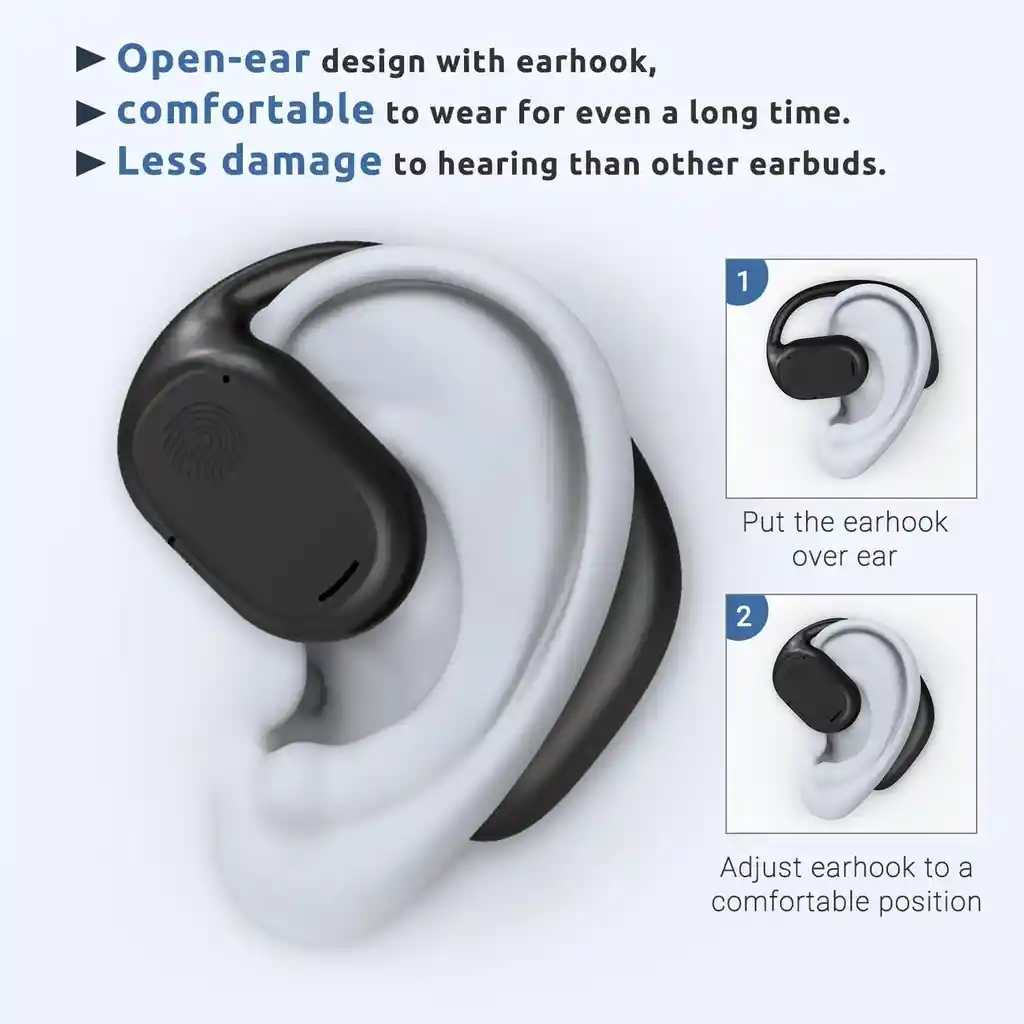 Oranpid Audifonos Bluetooth 5.3 Open Ear 12 Horas Base Con Pantalla