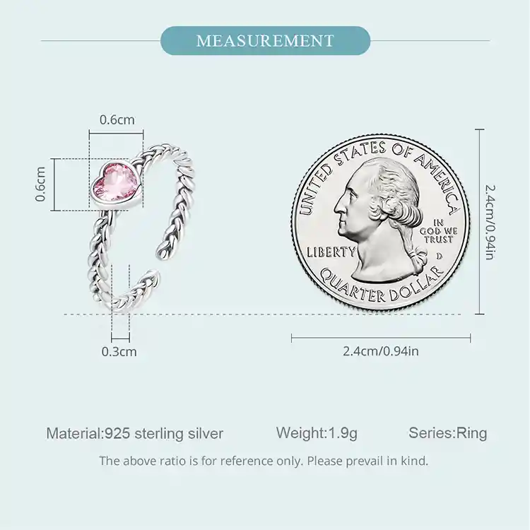 Anillo Ajustable Mujer Compromiso Corazón Circones En Plata