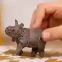 Figura De Animales Cría Rinoceronte Colección Pintado A Mano