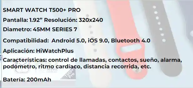 Smart Watch T500 Pro Contesta Llamadas
