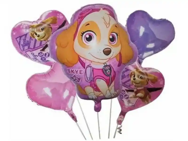 Kit Globos Metalizados Skye Paw Patrol X 5 Globos