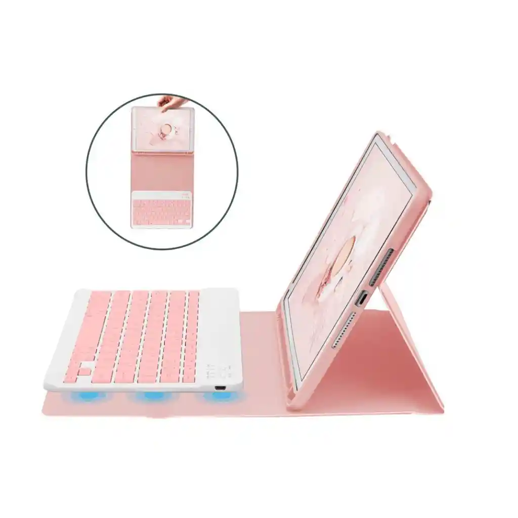 Estuche Teclado Samsung Tab A7 Lite T220 T225 Oro Rosa