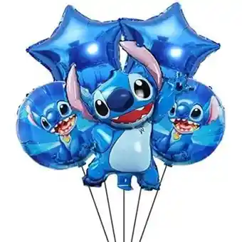 Kit Globos Metalizados De Stitch X 5 Unidades