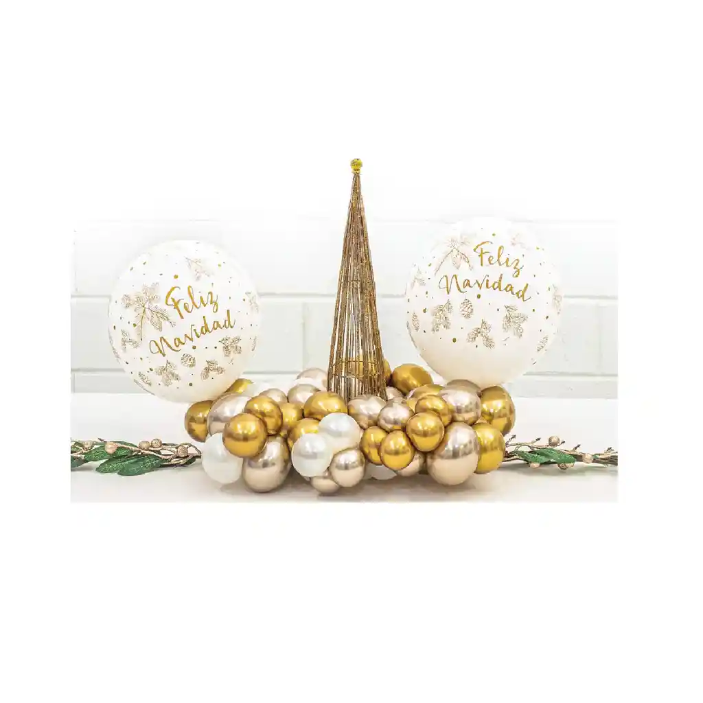 Bombas R12 Sempertex Fashion Dorado, Feliz Navidad X 50 Unds
