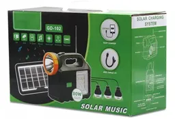 Kit Panel Solar Camping Radio, Usb, Bluetooth 80w 3 Bombillos Gd 102