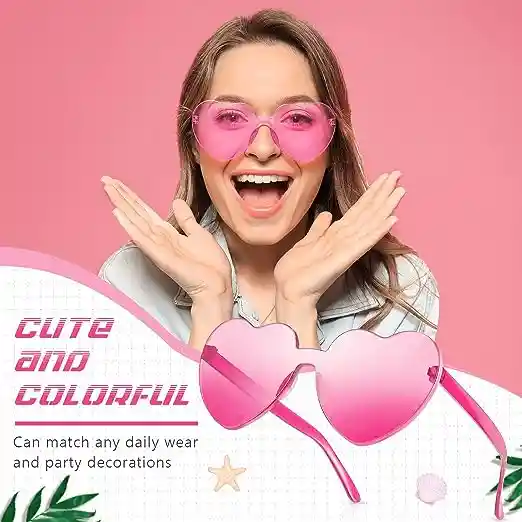 Gafas En Forma De Corazon Rosadas