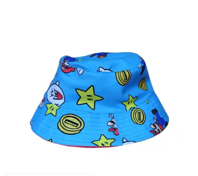 Gorro Pesquero Tipo Bucket Doble Faz Super Mario Para Niño De 4 A 12 Años Amarillo