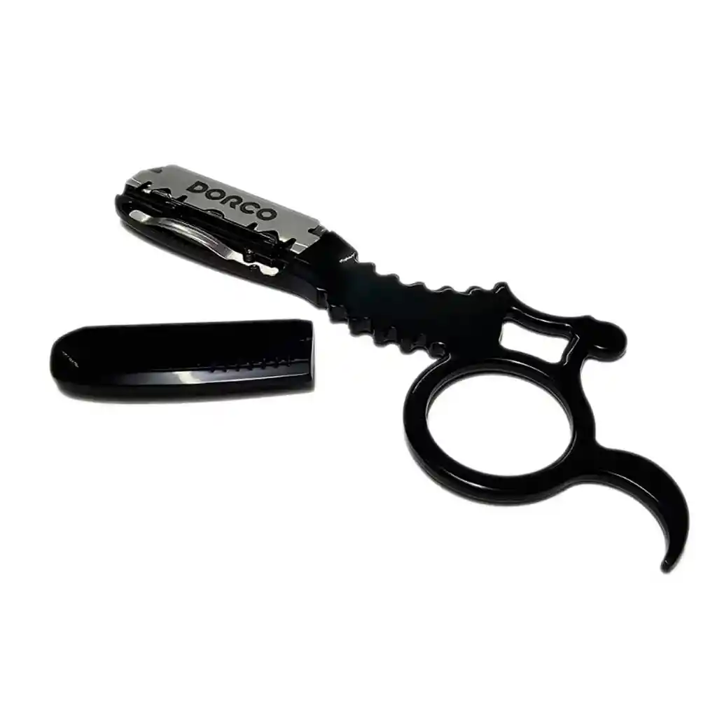 Barbera Metalica Dedo Anillo Navaja Afeitar +10 Cuchillas Negra