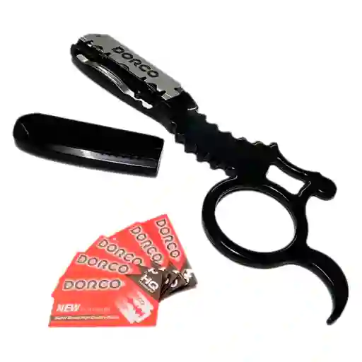 Barbera Metalica Dedo Anillo Navaja Afeitar +10 Cuchillas Negra