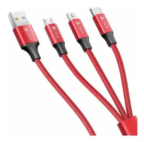 Cable Pulpo Datos Y Cargador Usb Reforzado 3 En 1 (iphone/tipoc/v8)