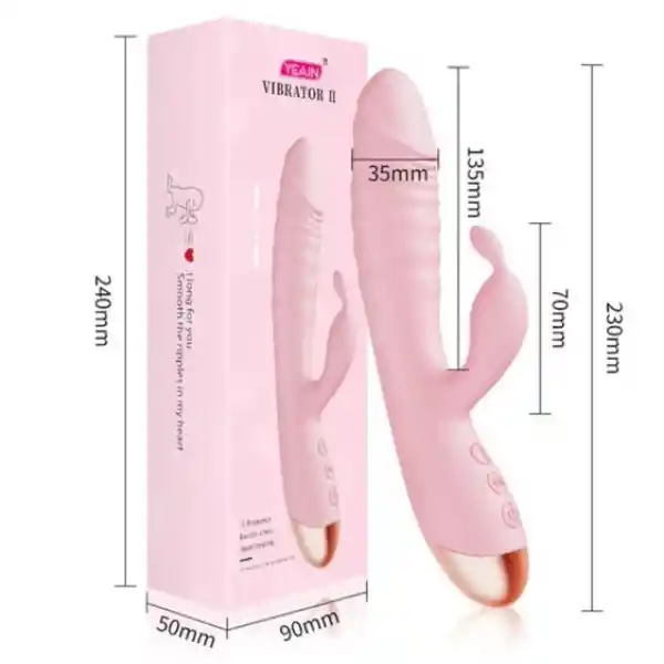 Vibrador Yeain De Empuje Y Vibración Térmico Recargable Rosado