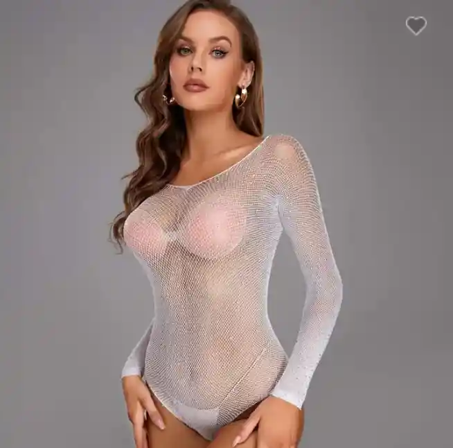 Lencería Enterizo Femenino Perlado Traje Erotico Vestido Sensual Blanco White