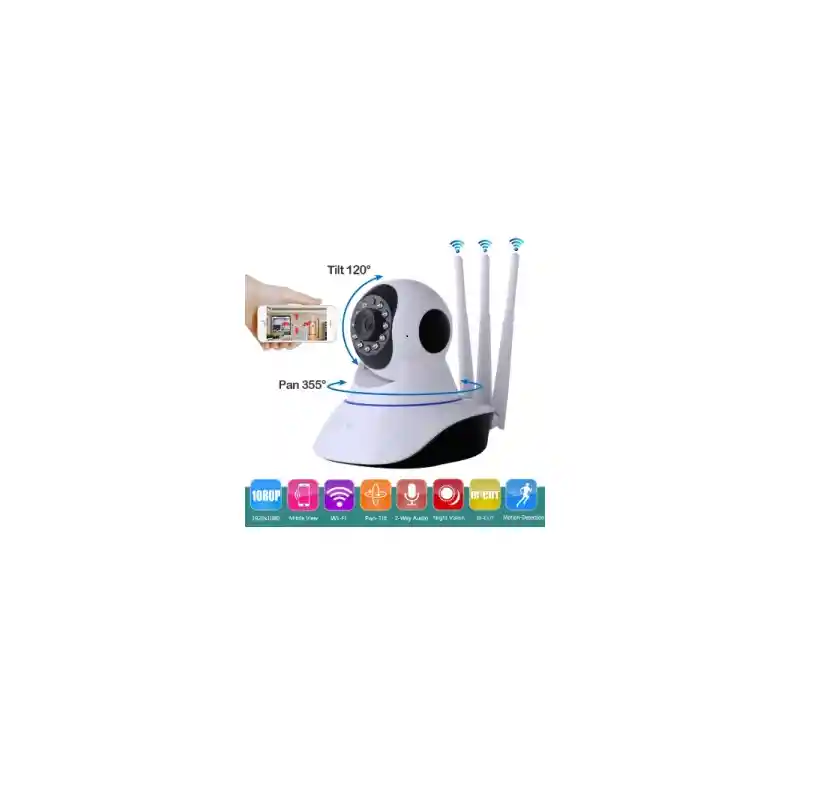 Camara Robotica Ip 3 Antenas Seguridad Wifi Hd 360°ip Wifi