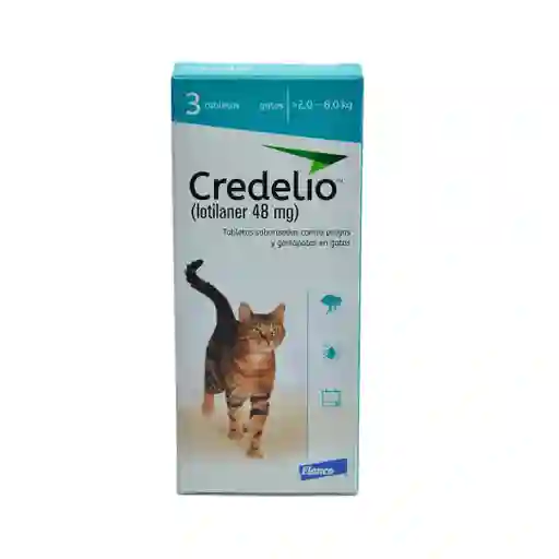 Credelio Para Gatos Tabletas Saborizadas Contra Pulgas Y Garrapatas Peso Masc (2- 8kg) 48mg