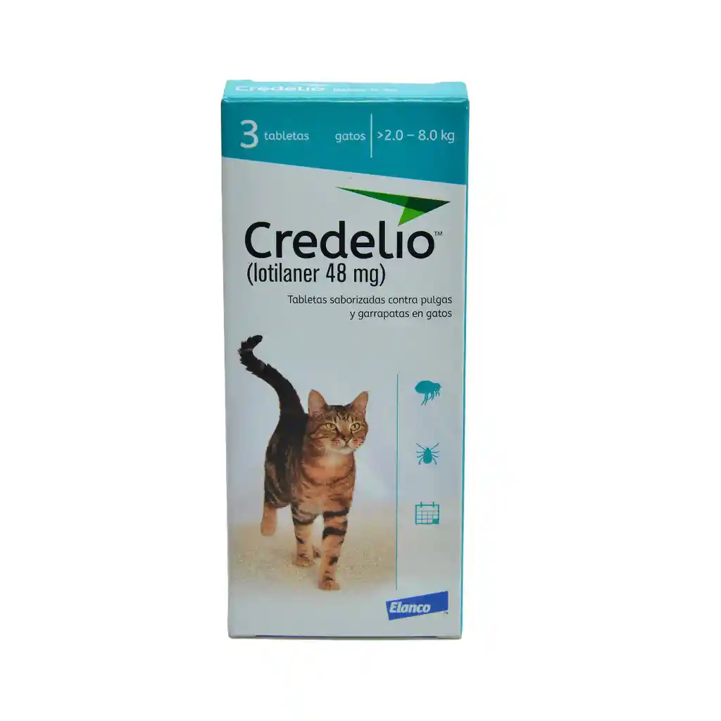 Credelio Para Gatos Tabletas Saborizadas Contra Pulgas Y Garrapatas Peso Masc (2- 8kg) 48mg