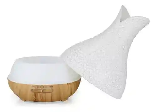   HUMIDIFICADOR  Difusor De Aromas Florero Cascara Huevo 400 Ml Madera Clara 