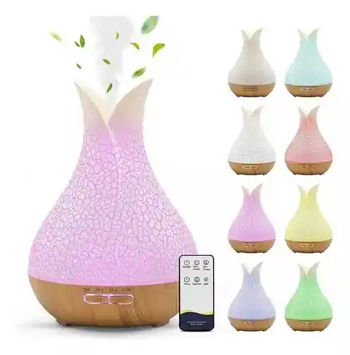   HUMIDIFICADOR  Difusor De Aromas Florero Cascara Huevo 400 Ml Madera Clara 
