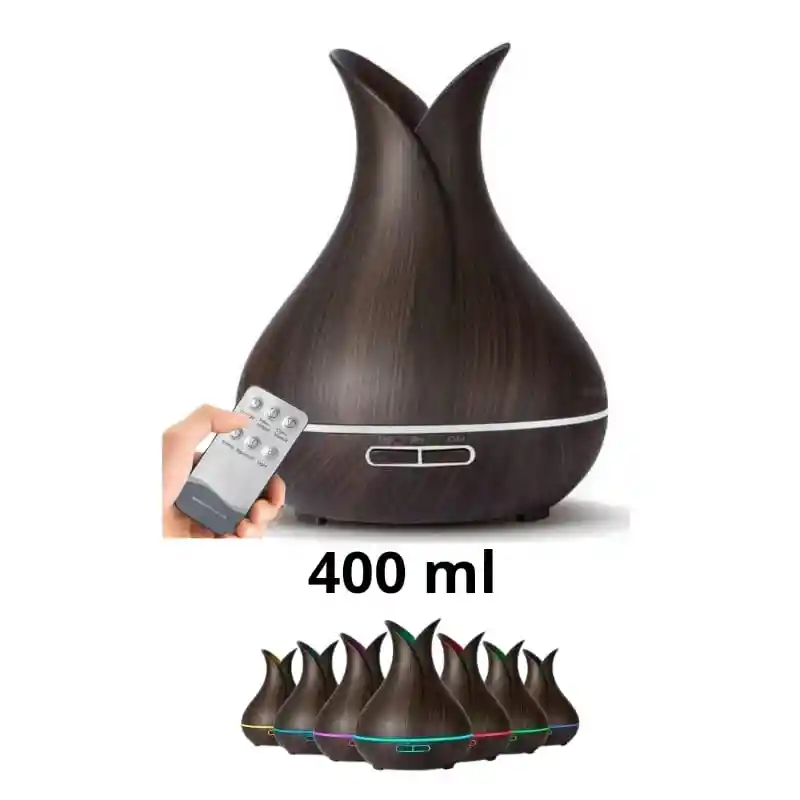   HUMIDIFICADOR  Difusor De Aromas Estilo Jarron Pequeno 400Ml Tipo Madera Orcura Ambientador 