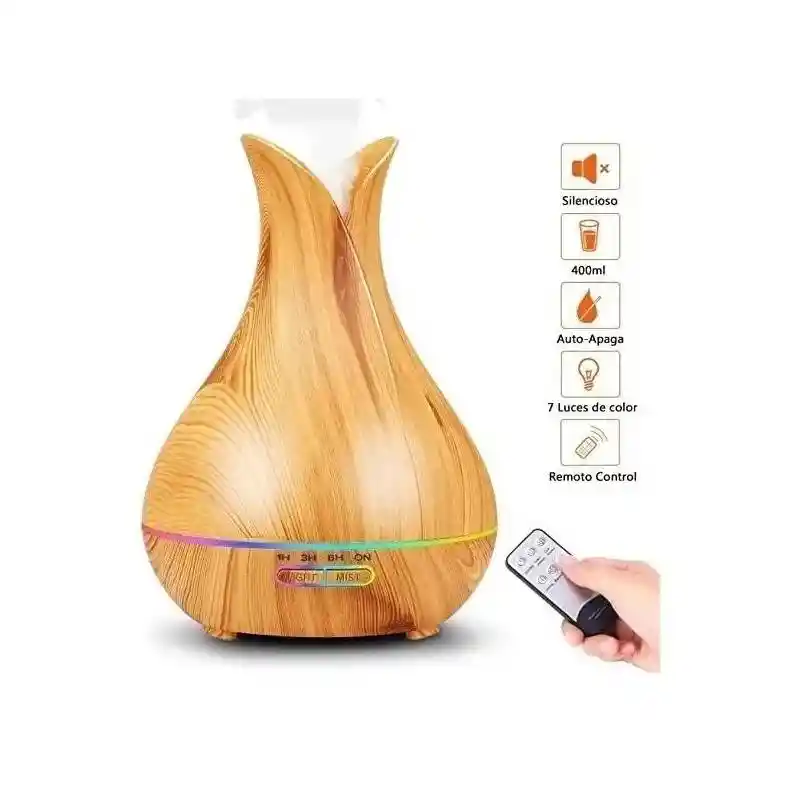   HUMIDIFICADOR  Difusor De Aromas Estilo Jarron Pequeno 400Ml Tipo Madera Clara Ambientador 