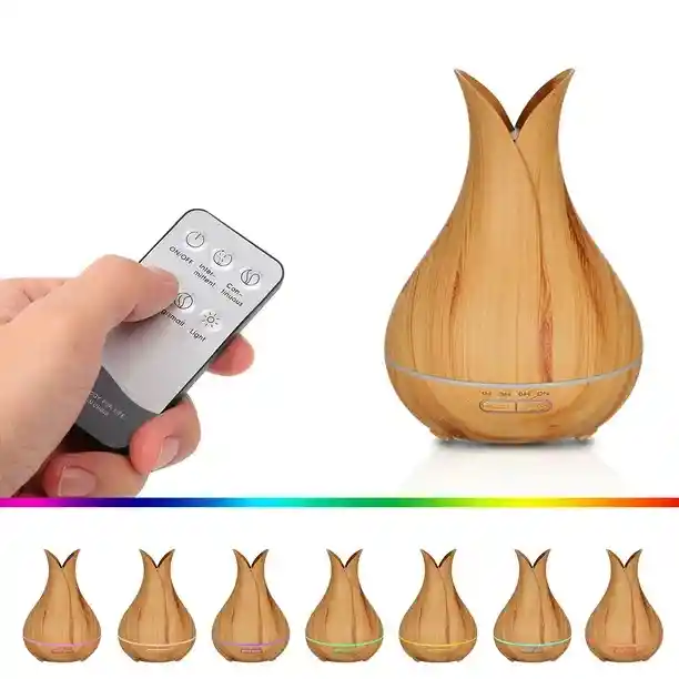  HUMIDIFICADOR  Difusor De Aromas Estilo Jarron Pequeno 400Ml Tipo Madera Clara Ambientador 