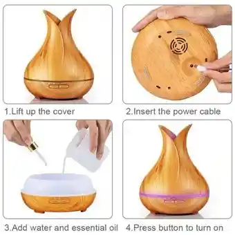   HUMIDIFICADOR  Difusor De Aromas Estilo Jarron Pequeno 400Ml Tipo Madera Clara Ambientador 