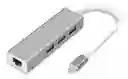 Adaptador Convertidor Multipuerto Tipo C 4 En 1 Hub Entrada De Red Ethernet