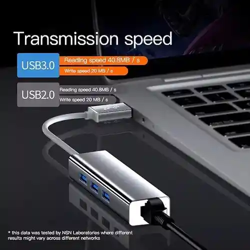 Adaptador Convertidor Multipuerto Tipo C 4 En 1 Hub Entrada De Red Ethernet