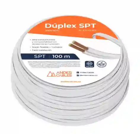 Cable Andes Duplex Spt De 2x18 Awg Blanco X Mentro 46072