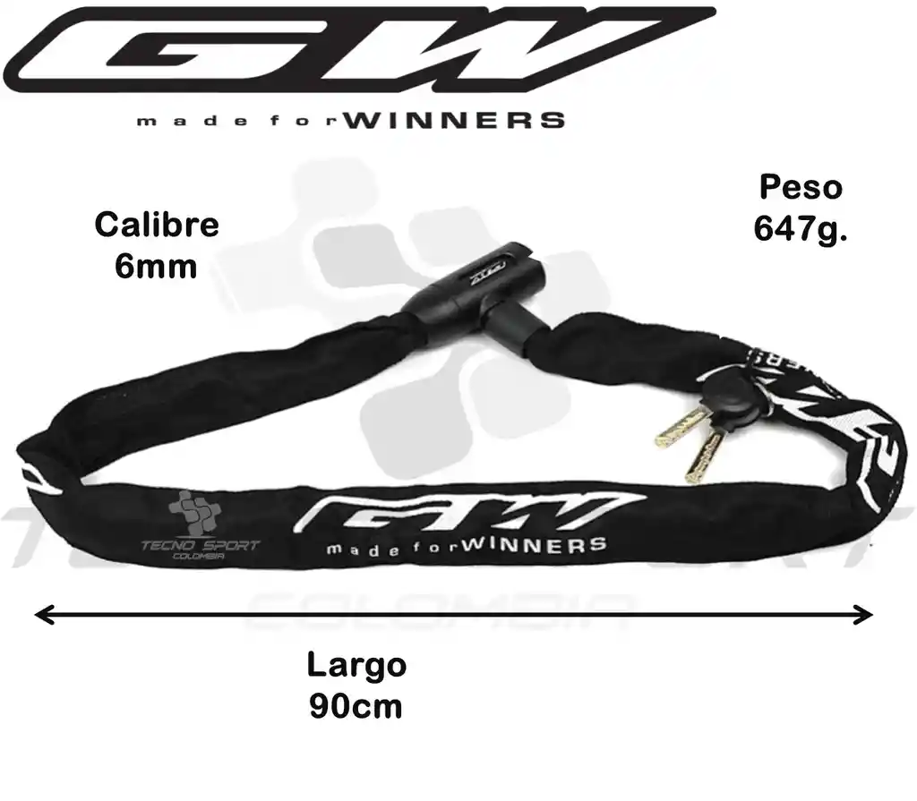 Candado Gw Cadena Seguridad Bicicleta Moto Multiusos
